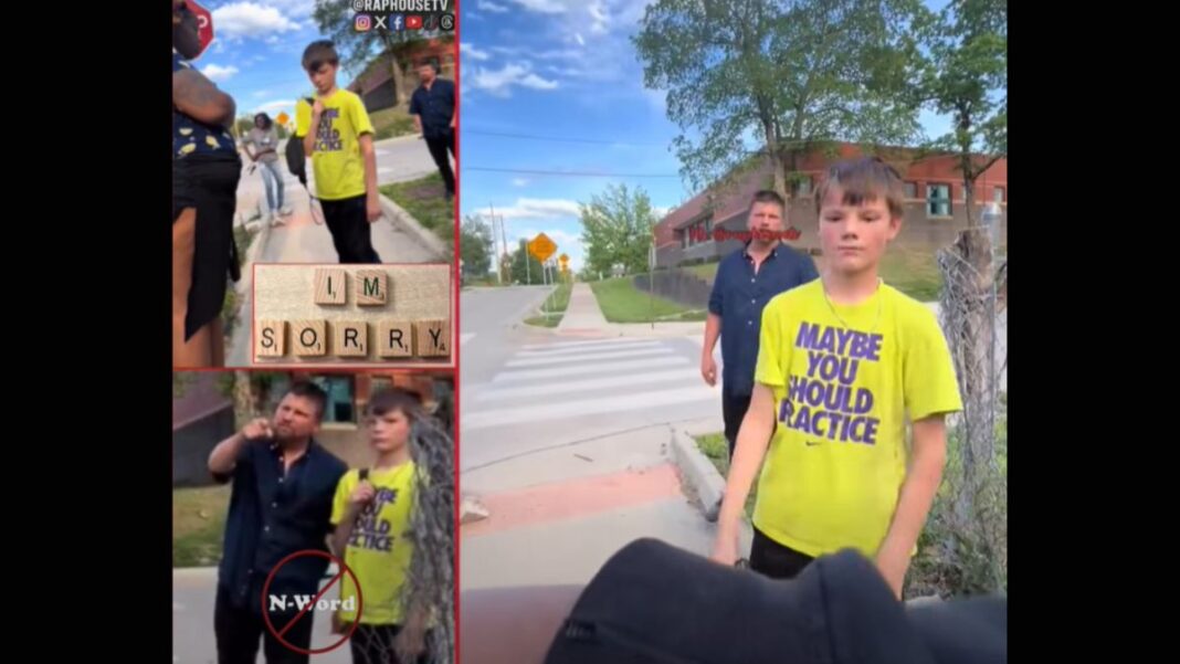 Dad confronts son racial slur