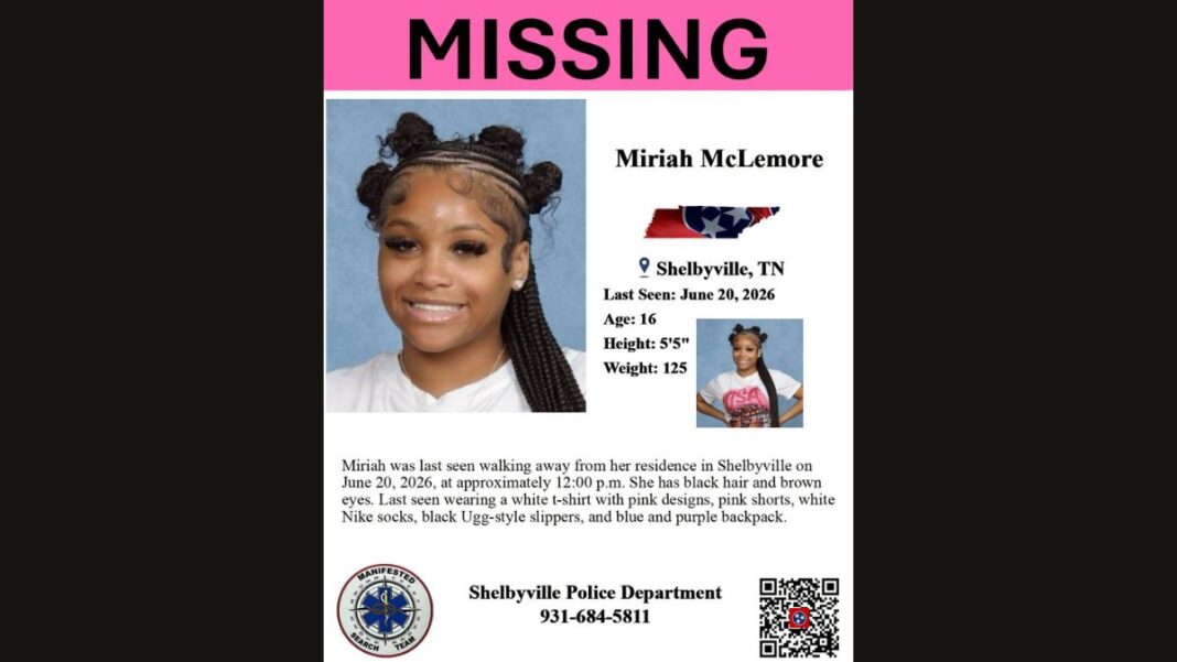 Shelbyville, TN: 16-Year-Old Miriah McLemore Missing Since June 20