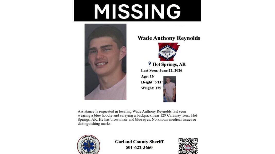 16-Year-Old Wade Anthony Reynolds Located After Hot Springs Search