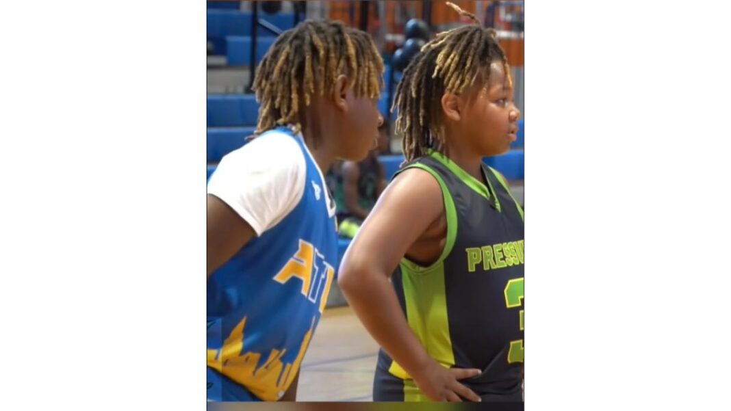 kids trash talking basketball